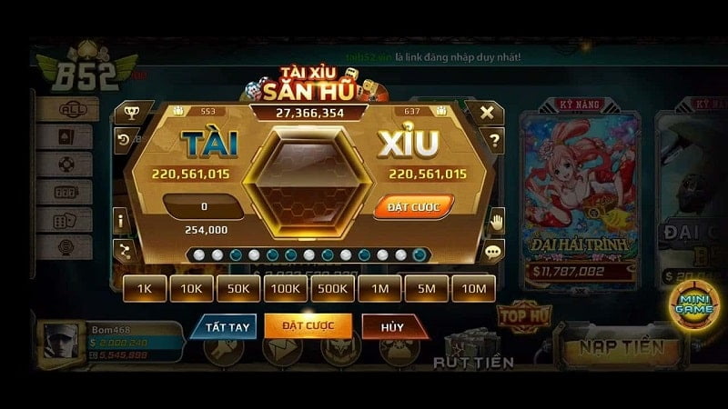 Giao diện game tài xỉu tại B52