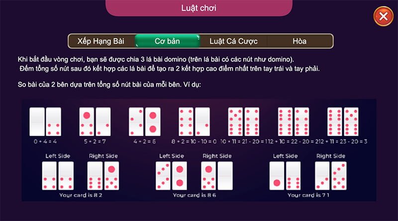 Quy định tính điểm trong Domino QQ
