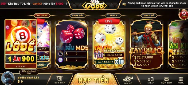 Ưu điểm của cổng game Go88 tài xỉu